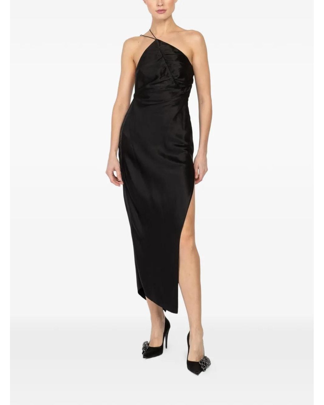 The Sei Black Leaf Asymmetric Strappy Dress