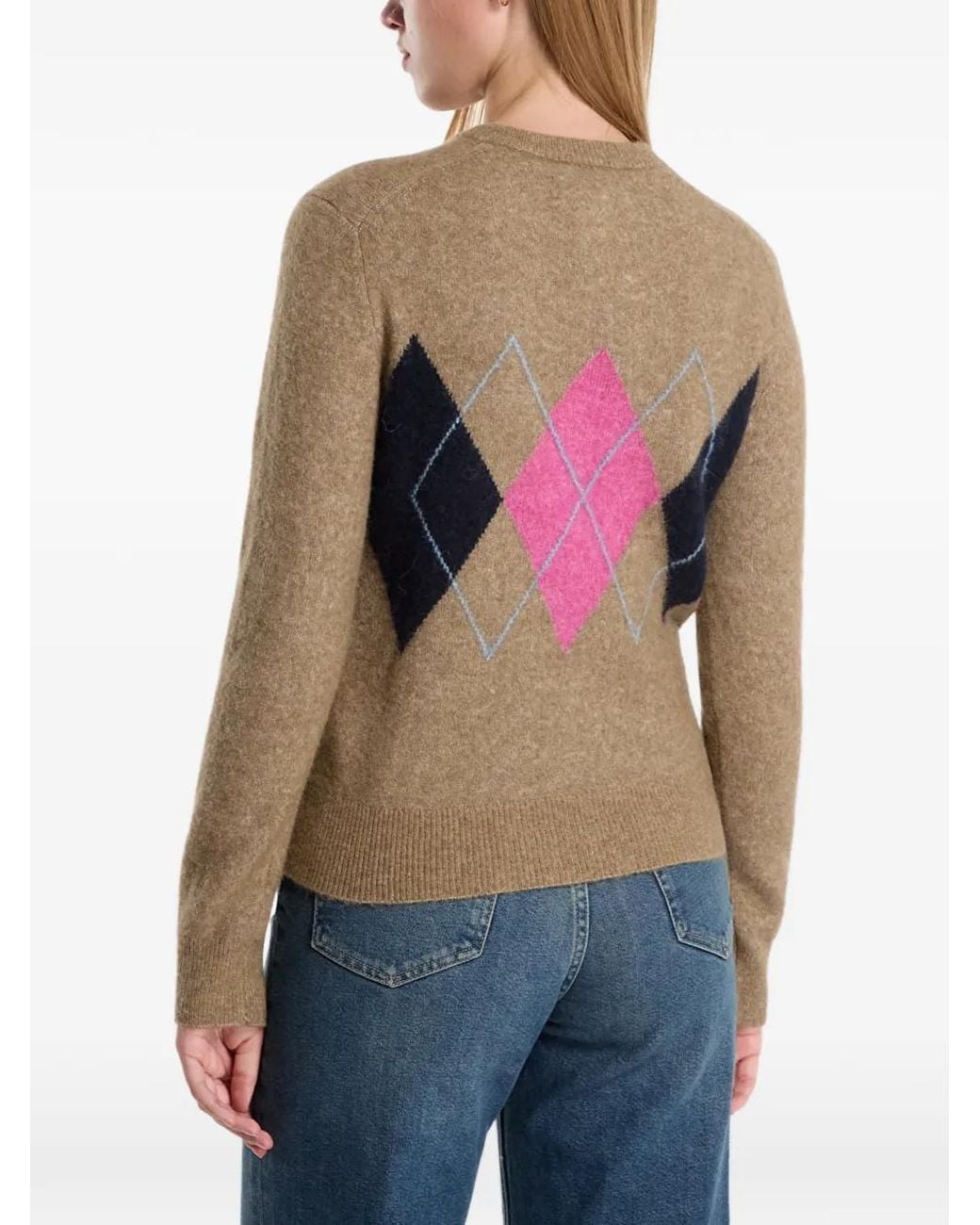 Samsøe & Samsøe Red Sanor Argyle-Pattern Cardigan