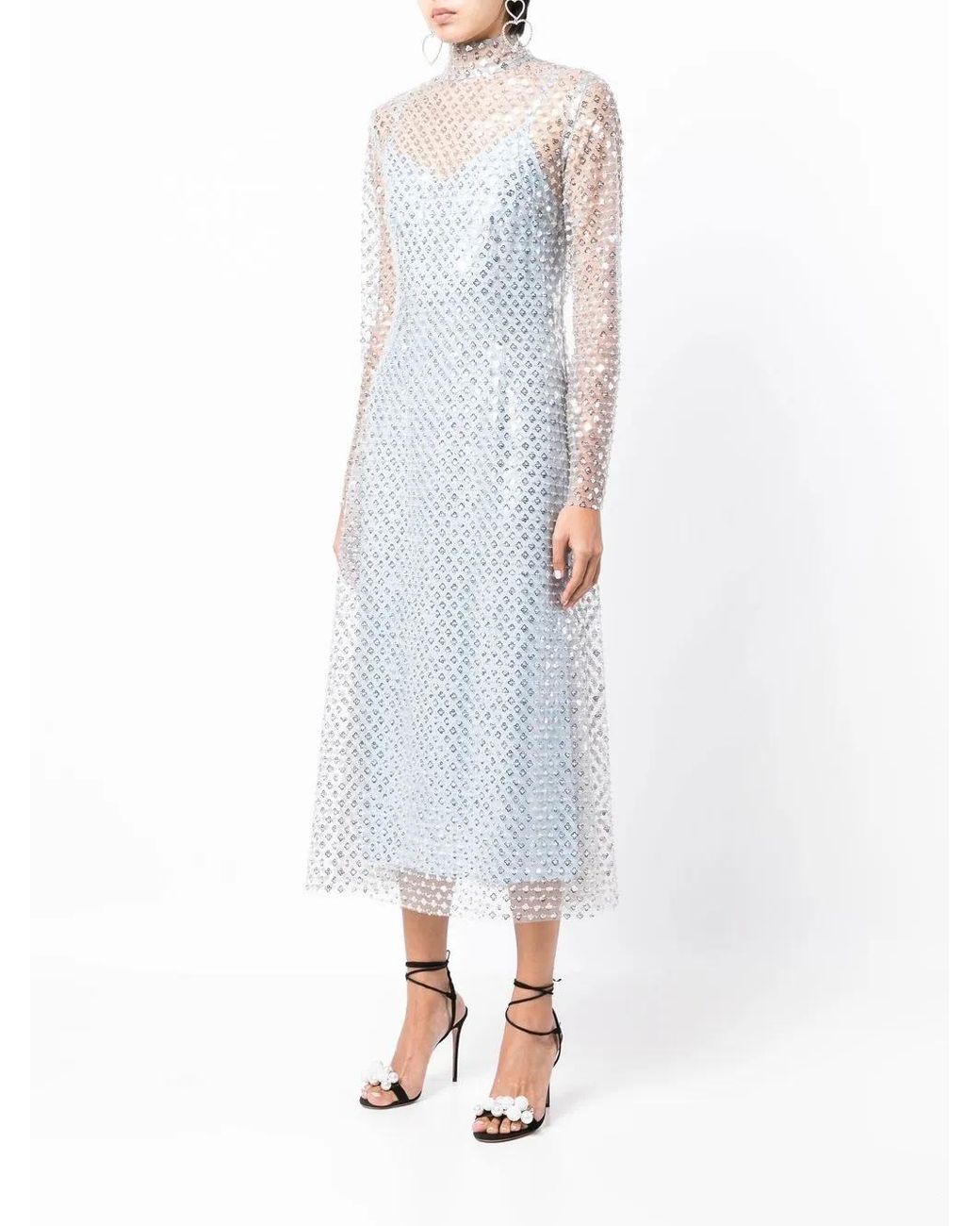 Macgraw Blue Perception Sequin-Embellished Long Dress