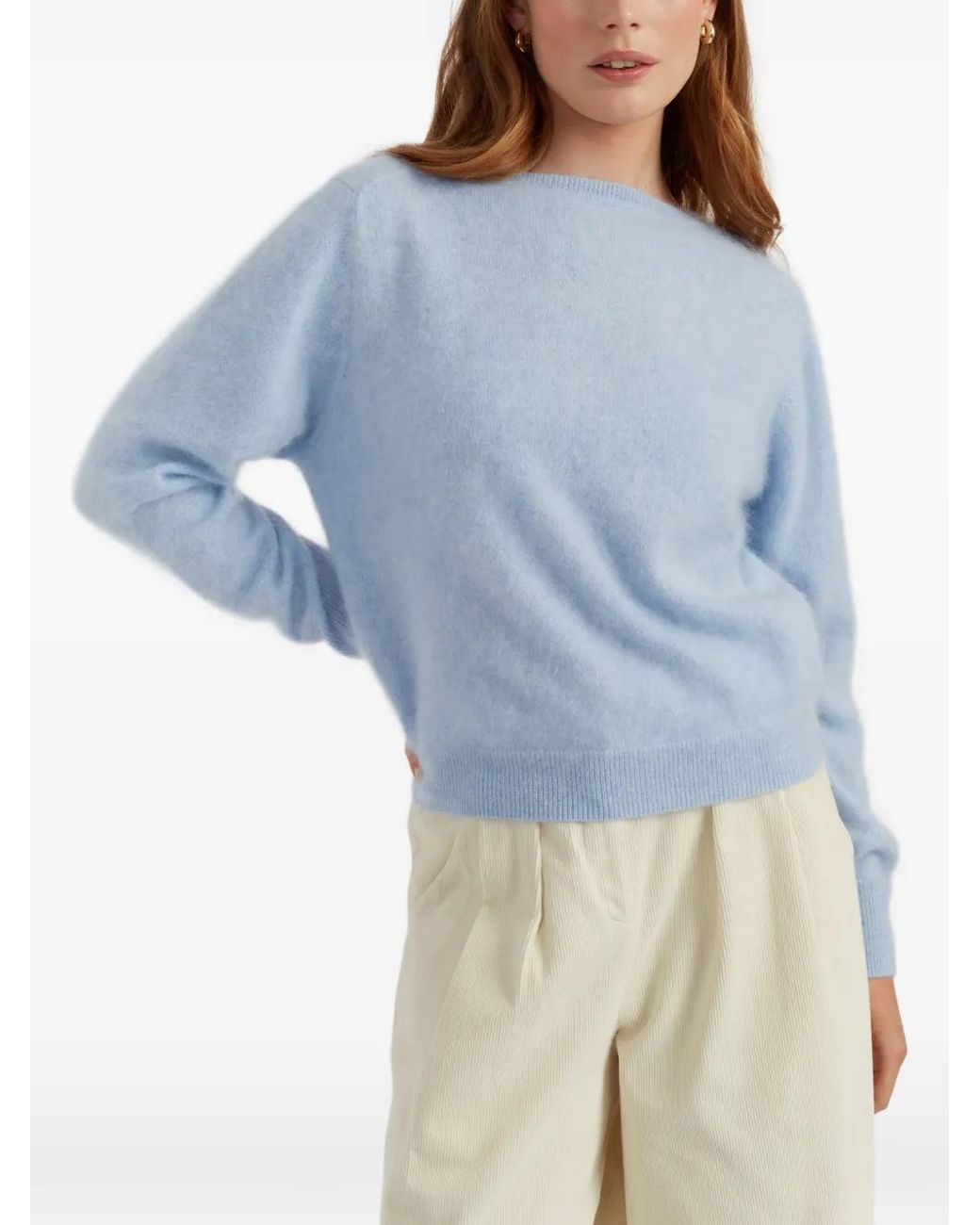 Chinti & Parker Blue Brushed-Finish Cashmere Sweater