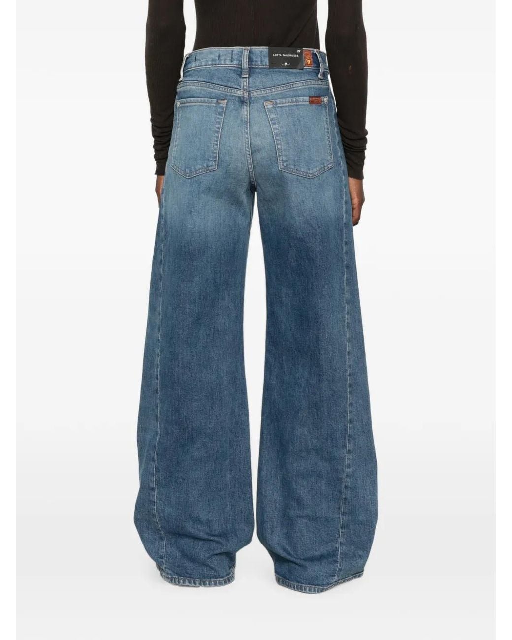 7 For All Mankind Blue Lotta Tailorless Wide-Leg Jeans