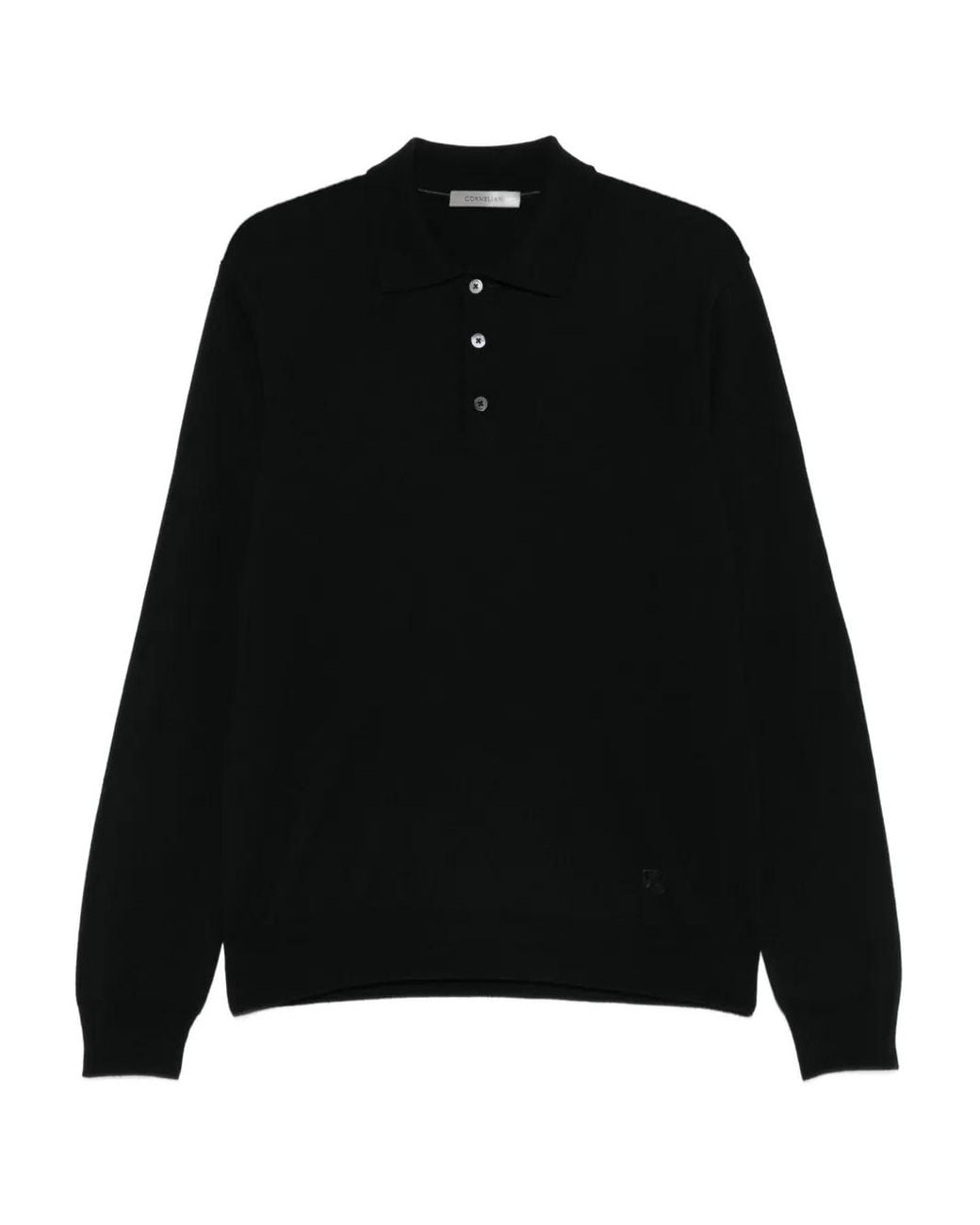 Corneliani Black Long-Sleeve Polo Shirt for men