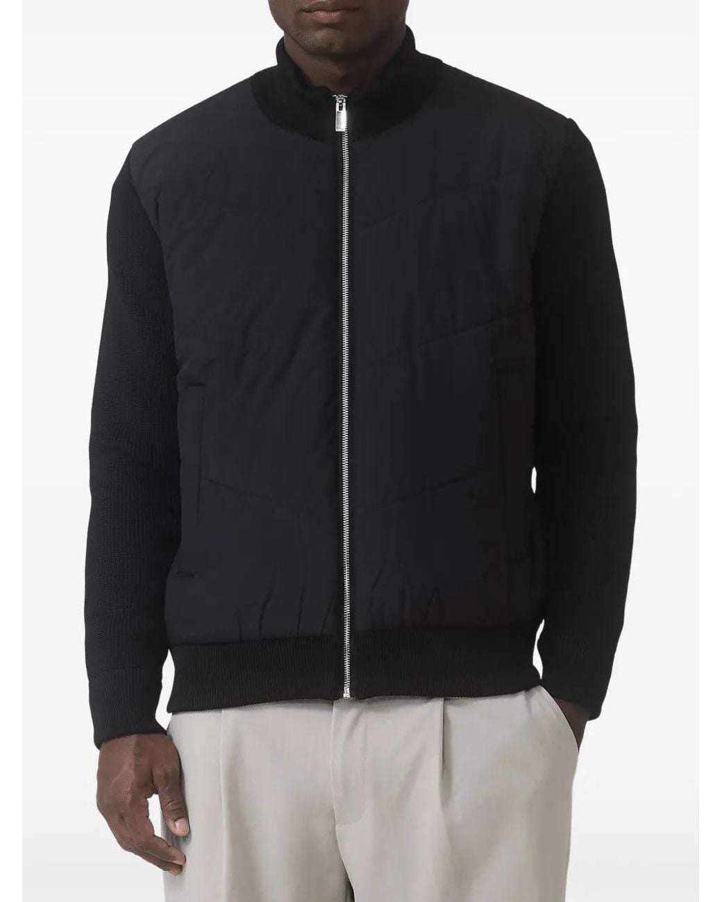 Mauvais Black Quilted Panelled Jacket for men