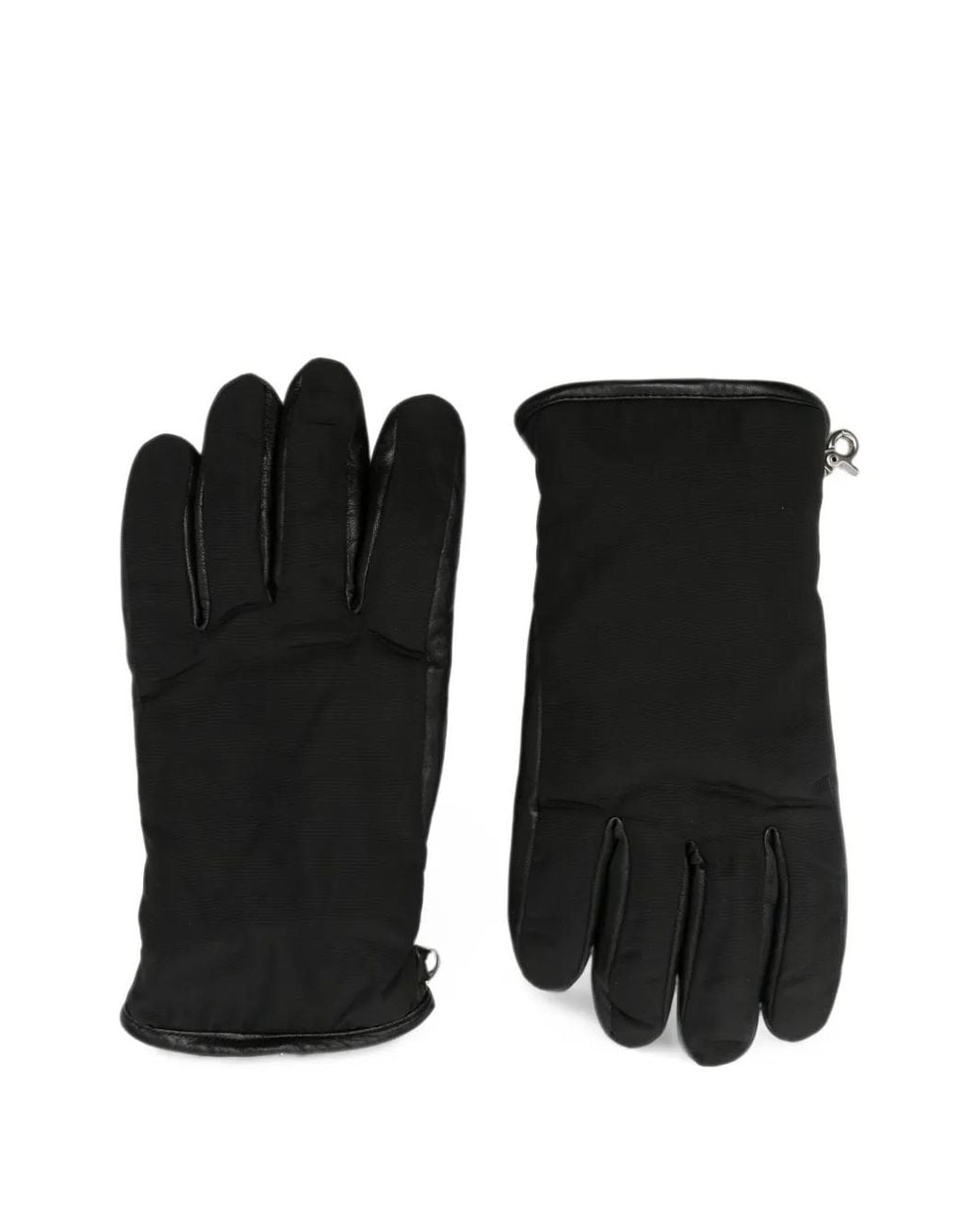 NN07 Black Leather-Panelled Gloves for men