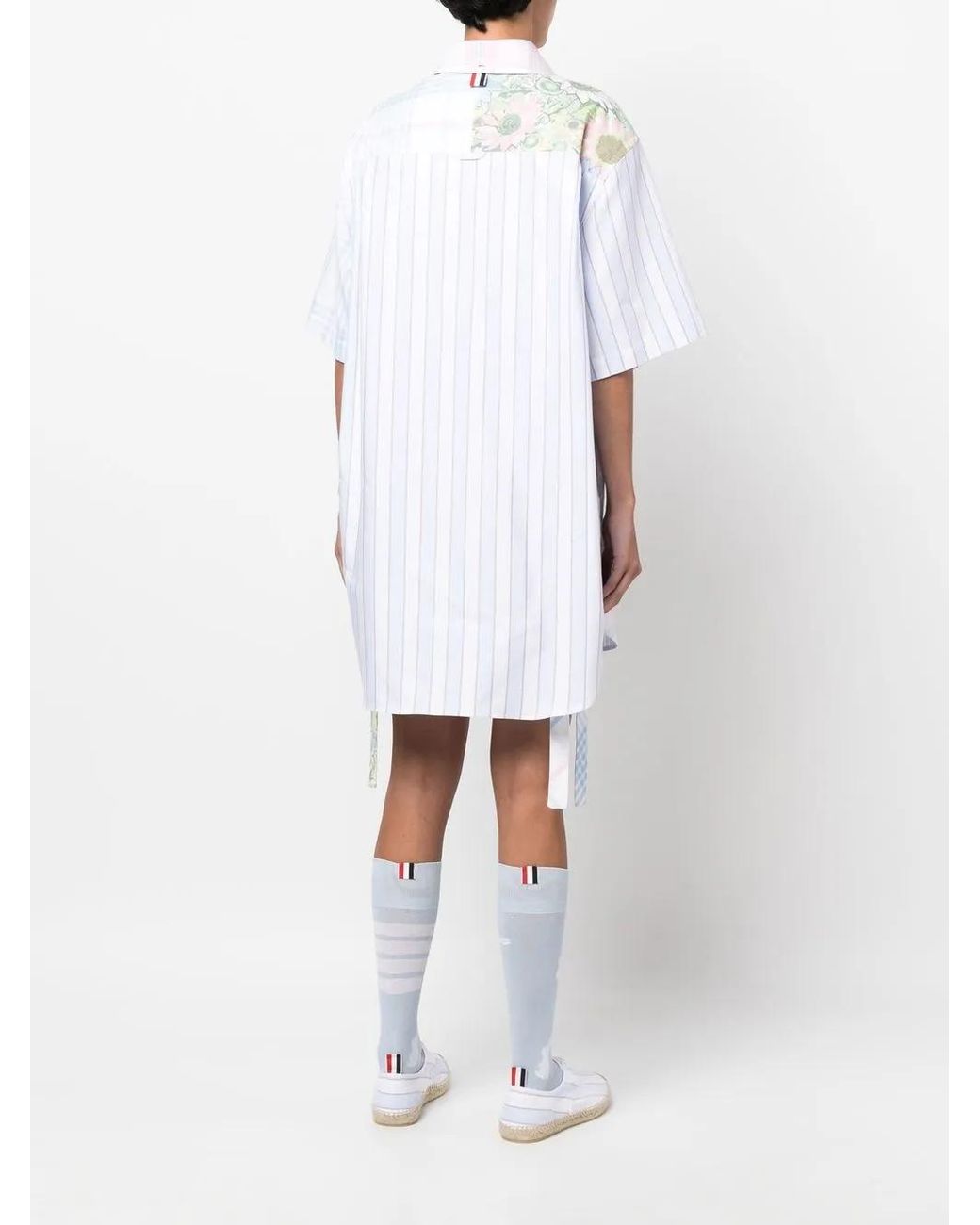 Thom Browne White Cotton Patchwork Shirtdress