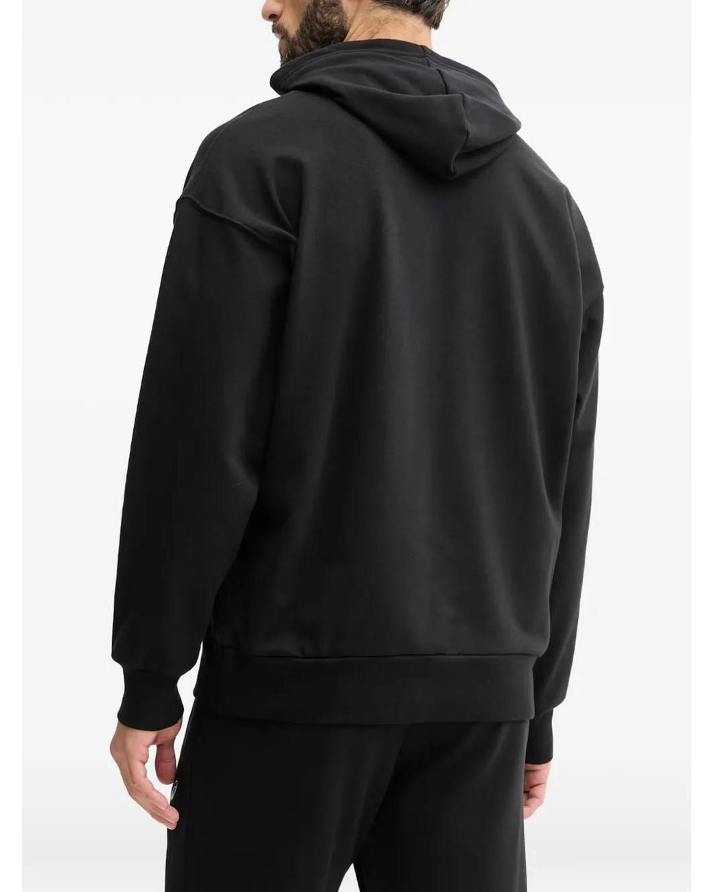 Asics Black Logo-Print Drawstring Hoodie for men