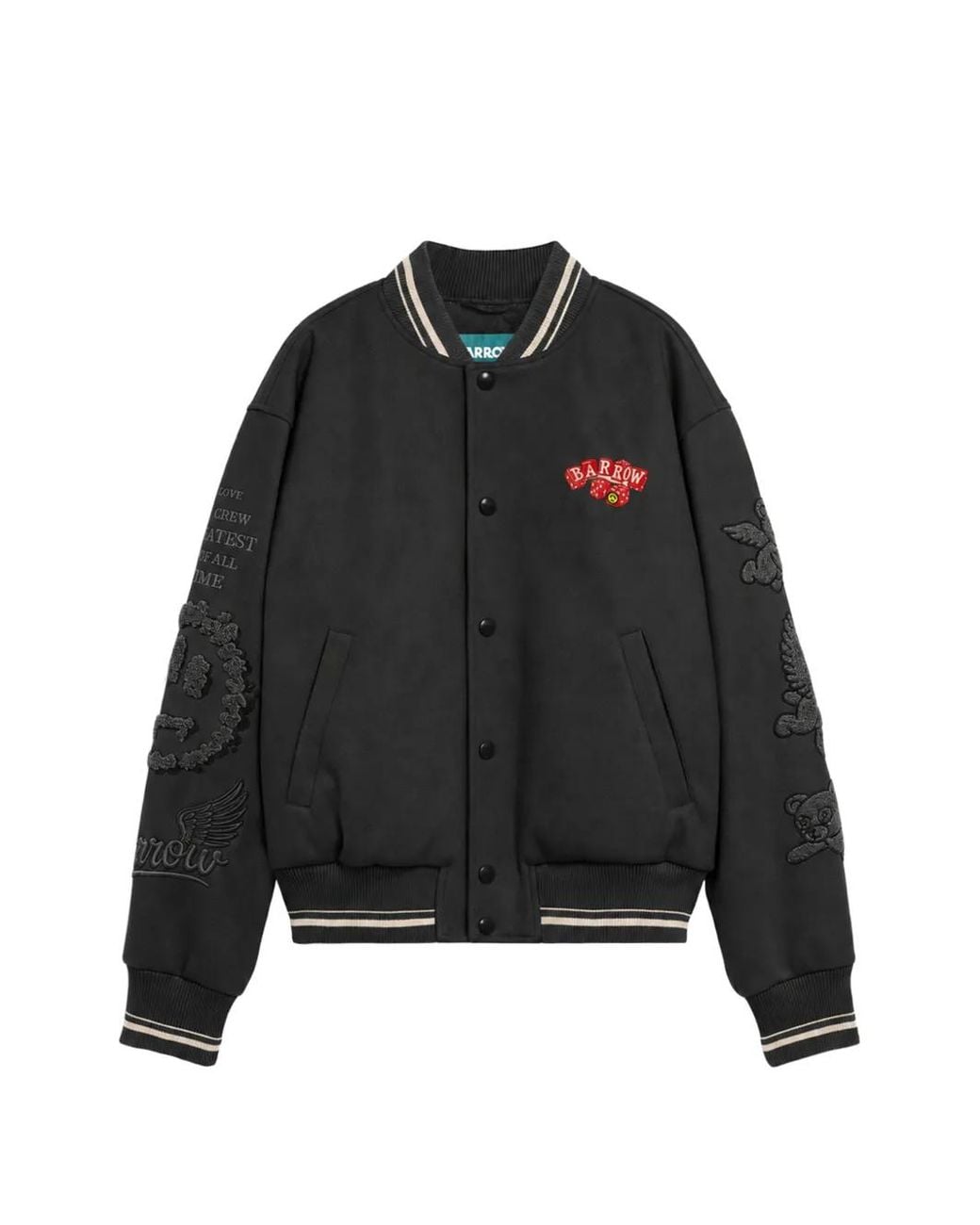 Barrow Black Logo-Patch Bomber Jacket