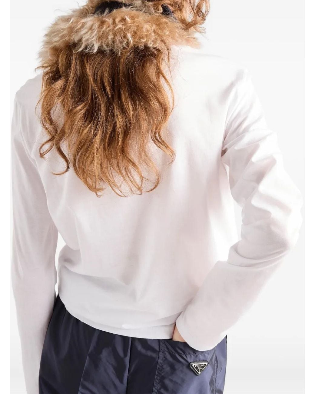 Prada White Cotton Long-Sleeve T-Shirt