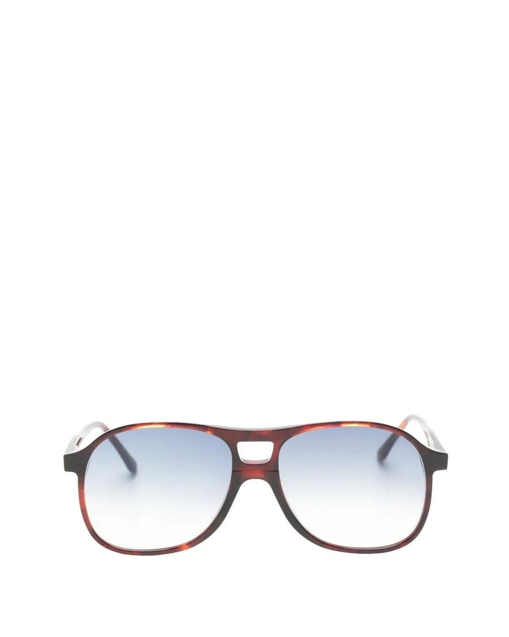 Lesca Brown Rock Pilot-Frame Sunglasses