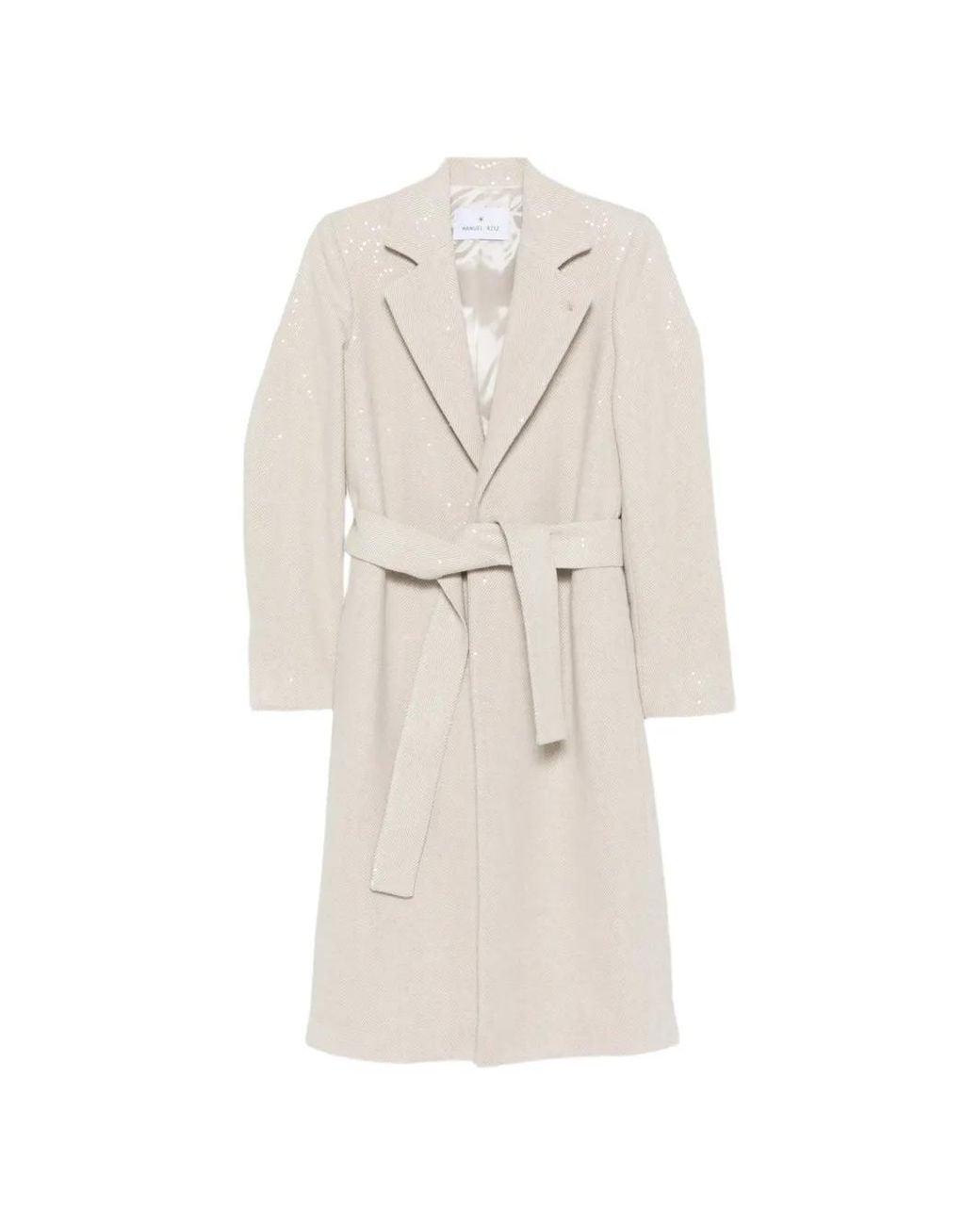 Manuel Ritz White Chevron-Patterned Sequinned Coat