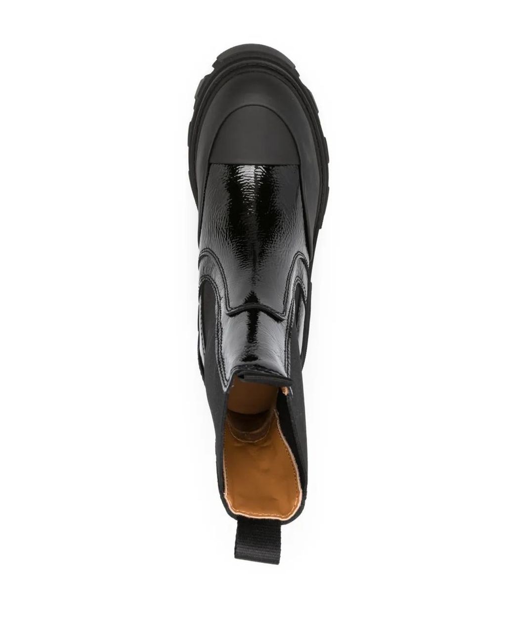 Ganni Black Logo-Embossed Panelled Chelsea Boots