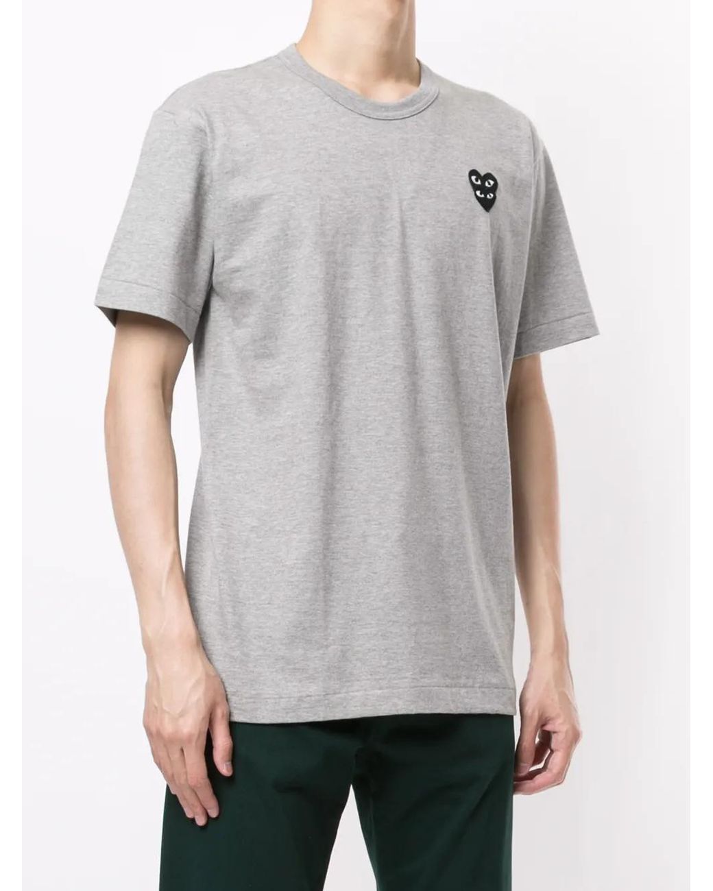 COMME DES GARÇONS PLAY Gray Logo Patch T-Shirt for men