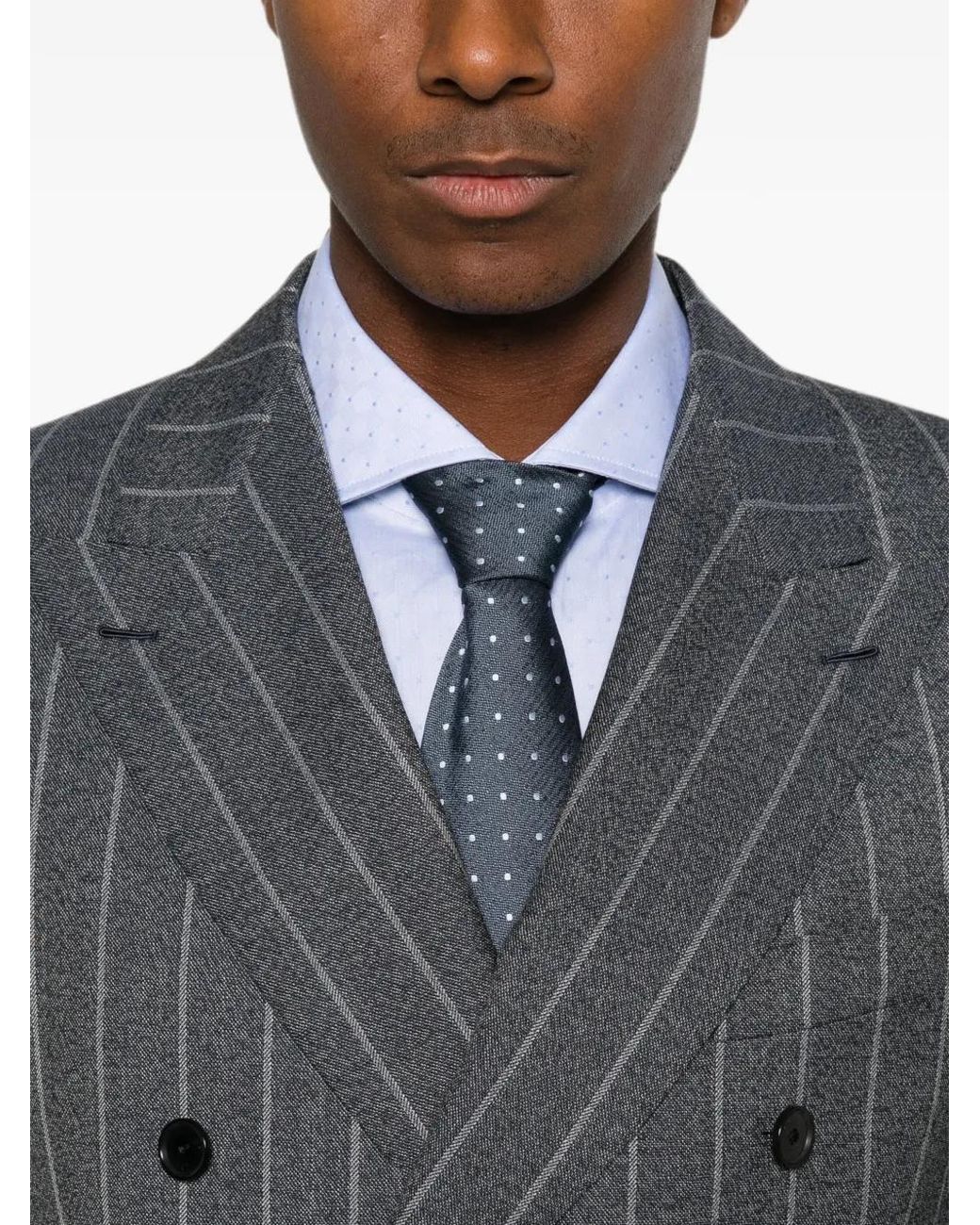Caruso Gray Pinstriped Double-Breasted Suit for men