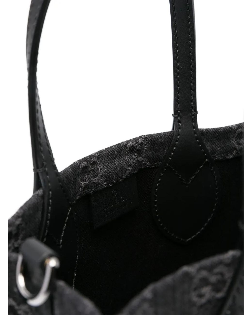 Gucci Black Ophidia GG Denim Medium Tote Bag