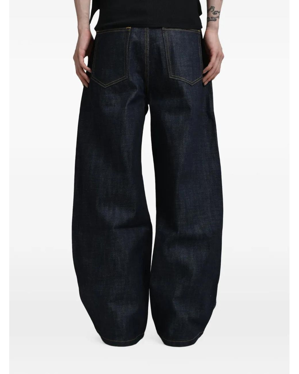 NO/FAITH STUDIOS Blue Raw Japanese Loose-Fit Jeans for men