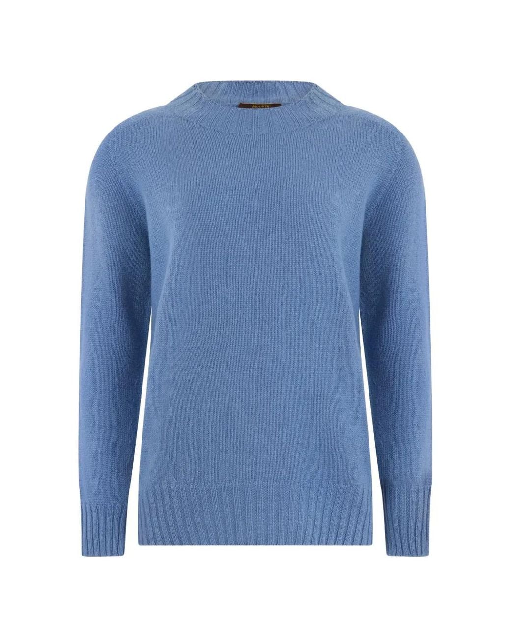 Moorer Blue Cembra-Cws Ribbed-Knit Crew-Neck Sweater