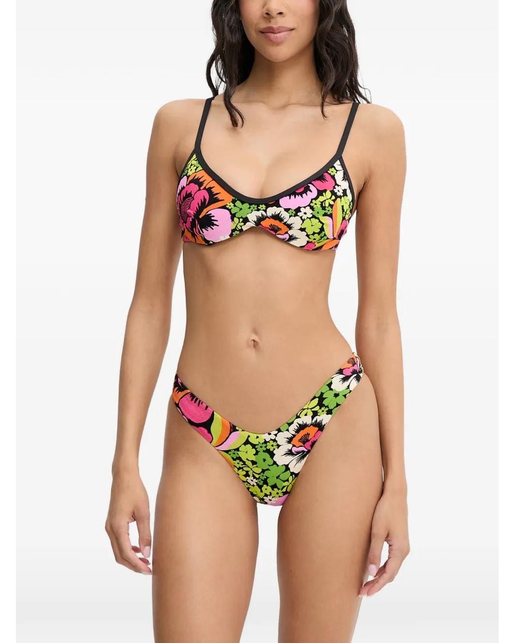 Rip Curl Black Blooming Floral-Print Bikini Top