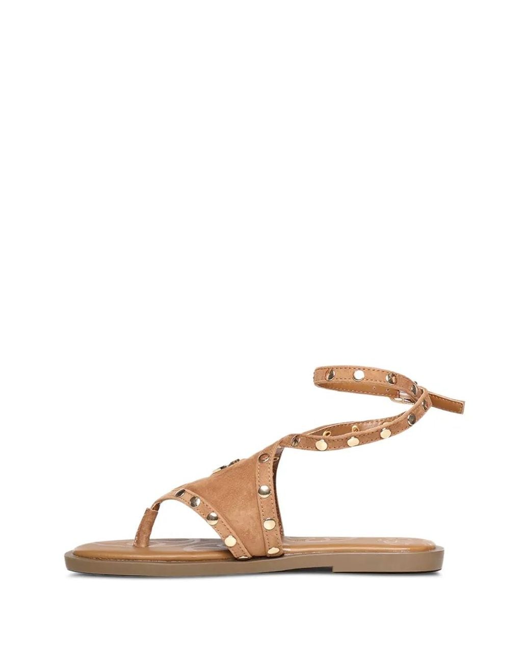 V73 Natural Stud-Embellished Wrap-Around Sandals