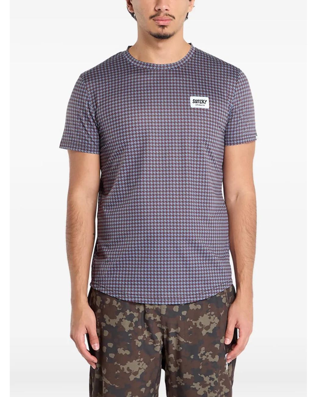 Saysky Blue Houndstooth Combat T-Shirt for men