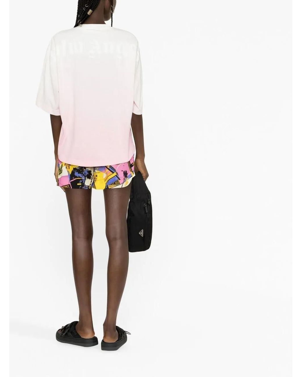 Palm Angels Pink Gradient Overlogo Tee Coral/white