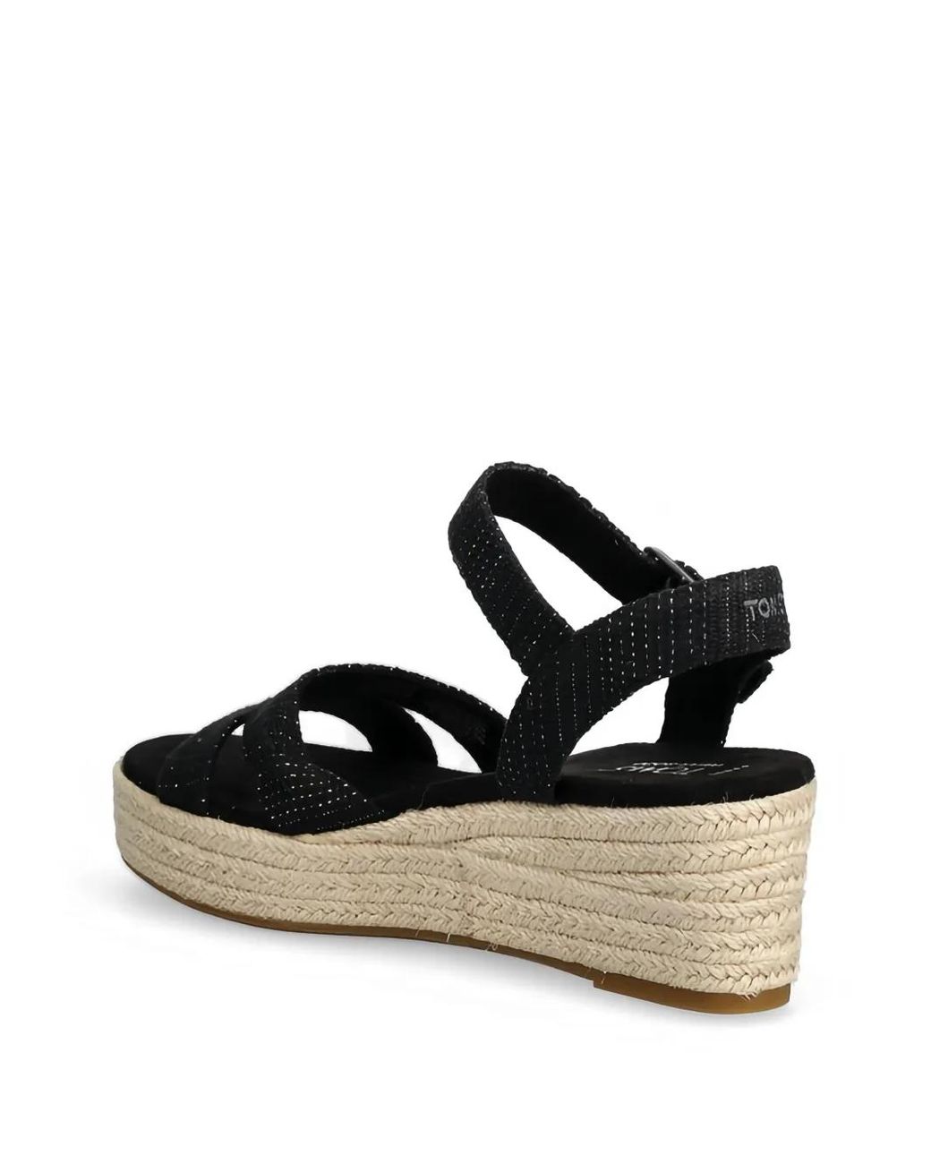 TOMS Black Audrey Buckle Espadrille Sandals