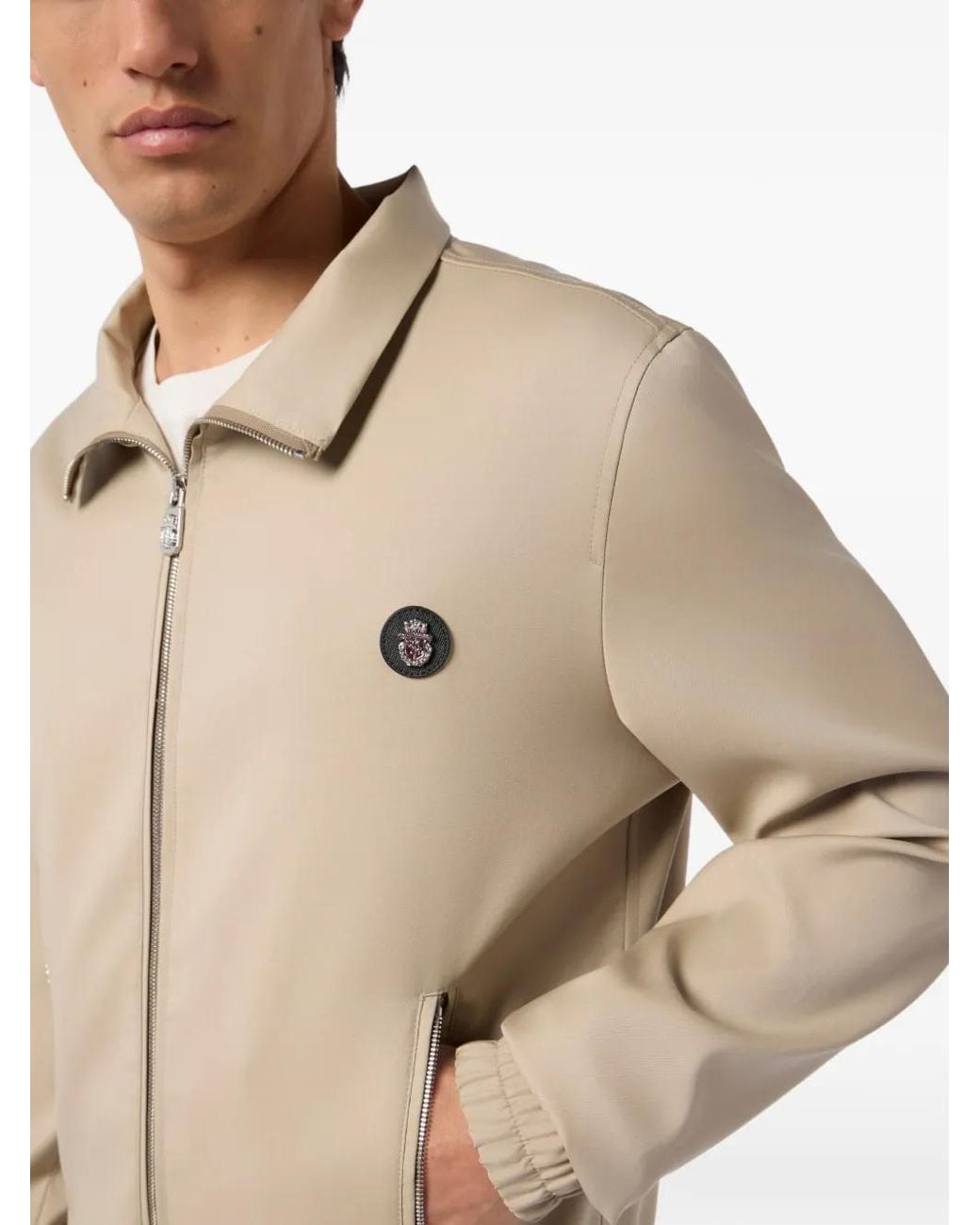 Billionaire Natural Wool Zip-Up Jacket for men