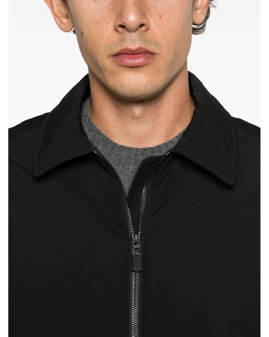 Aspesi Black Zip-Up Collared Jacket for men