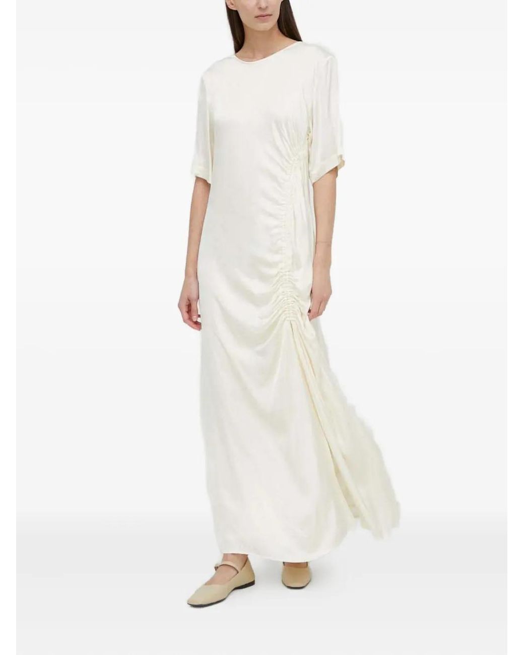 Herskind Maxi-Jurk Met Ruches En Split in het White