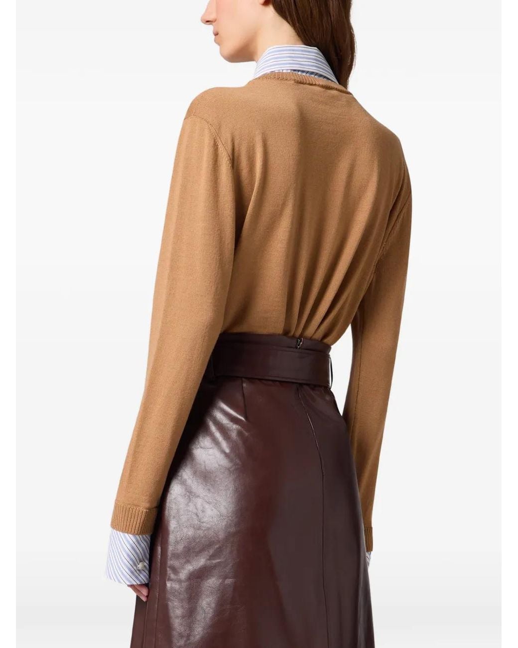 MSGM Brown Layered-Effect Cardigan