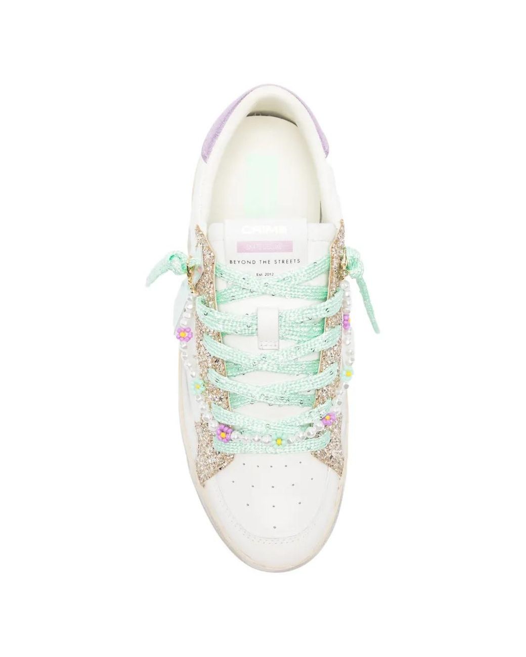 Crime London White Sk8 Deluxe Glitter Lace Sneakers
