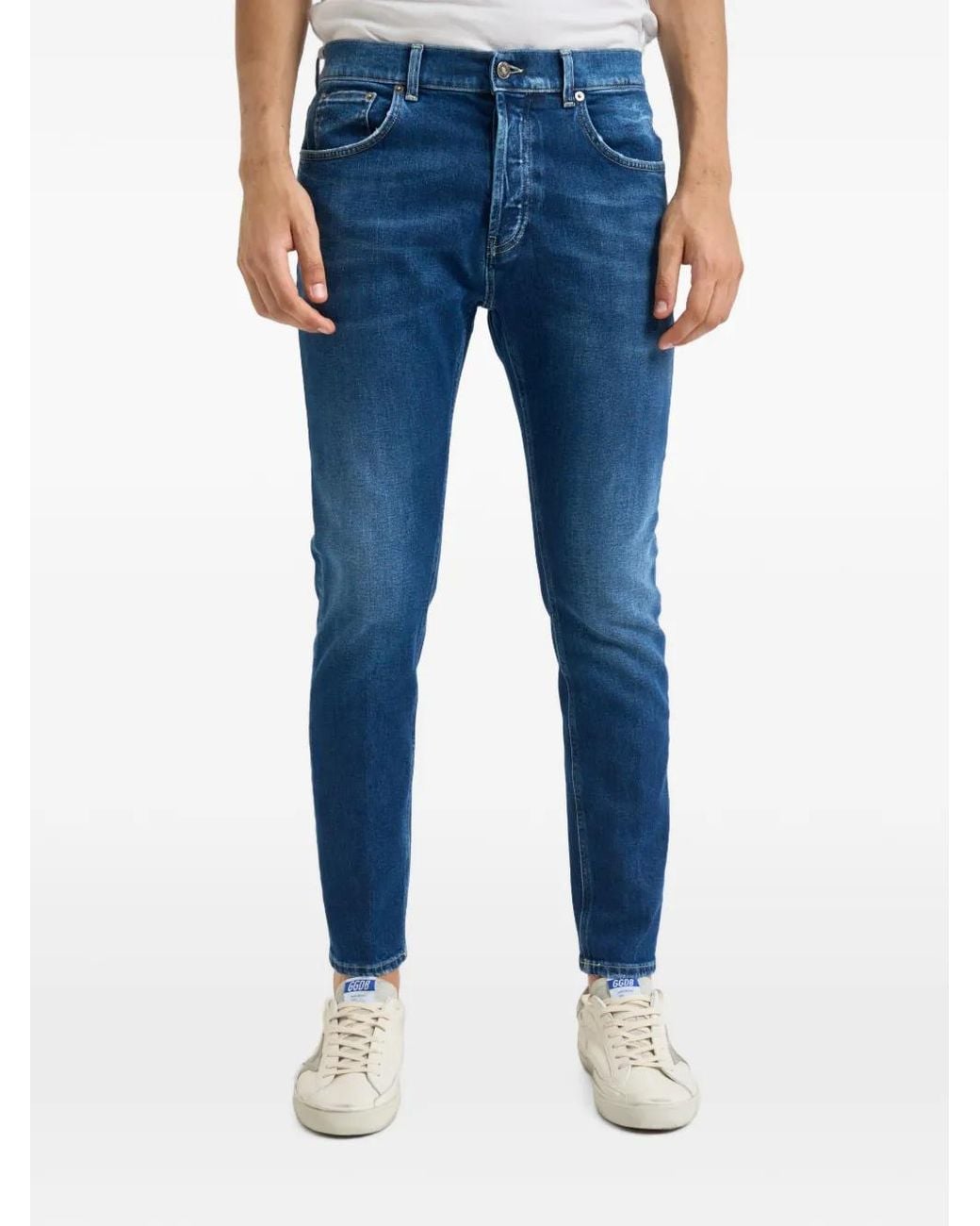 Dondup Blue Dian Faded Whiskered Jeans for men