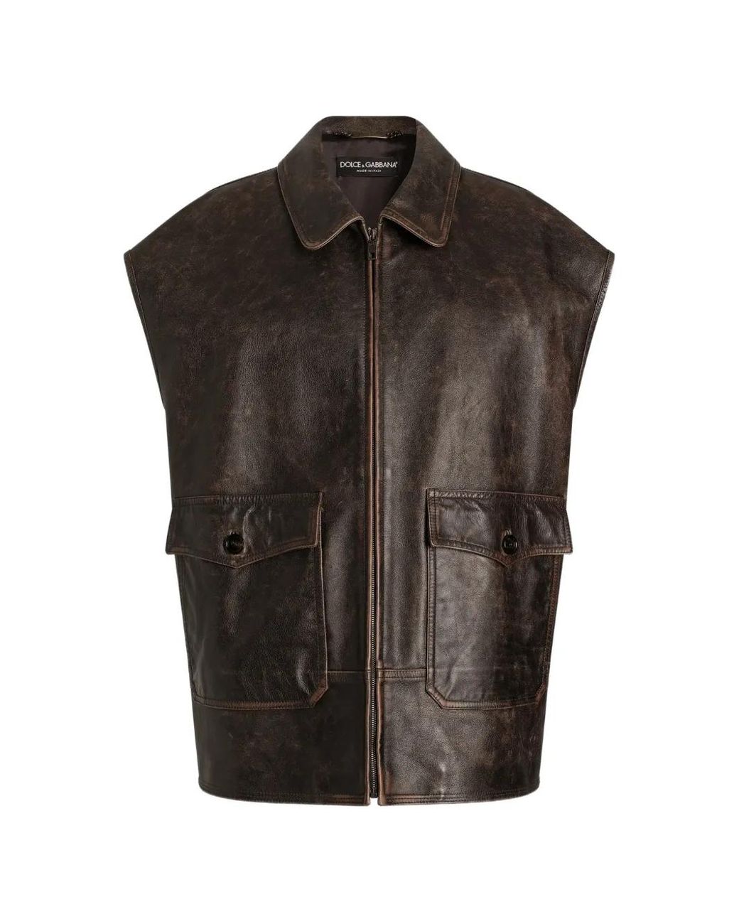 Dolce & Gabbana Black Bull-Leather Vest