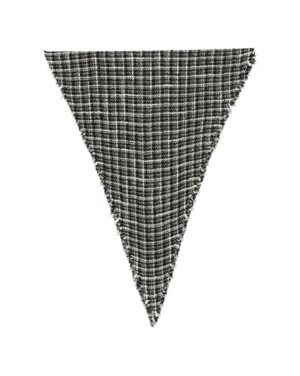 Faliero Sarti Black Check-Pattern Frayed Scarf