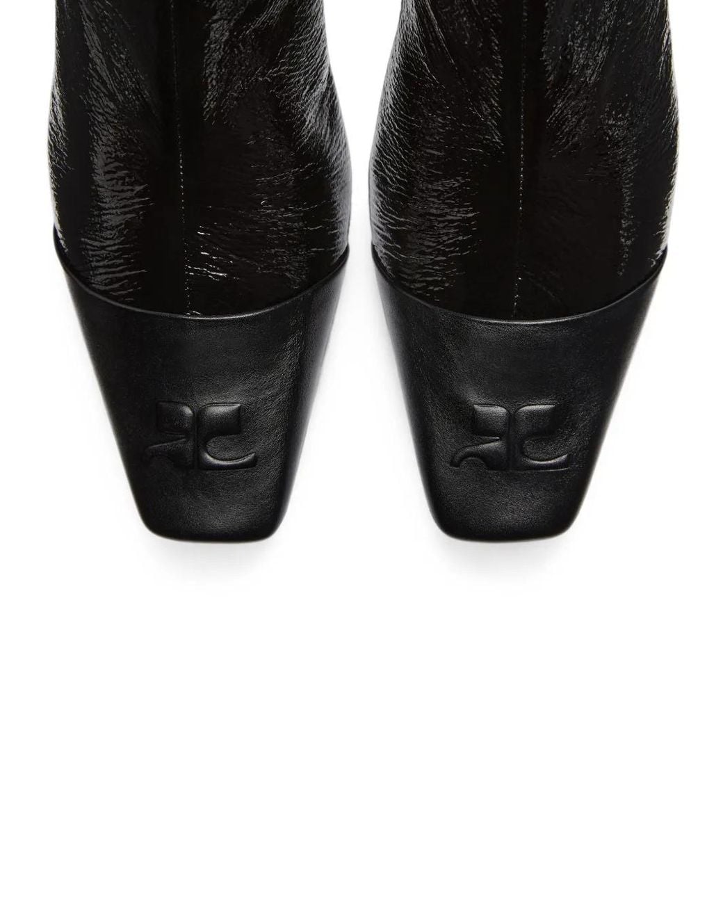 Courreges Black Logo Toe-Cap Ankle Boots