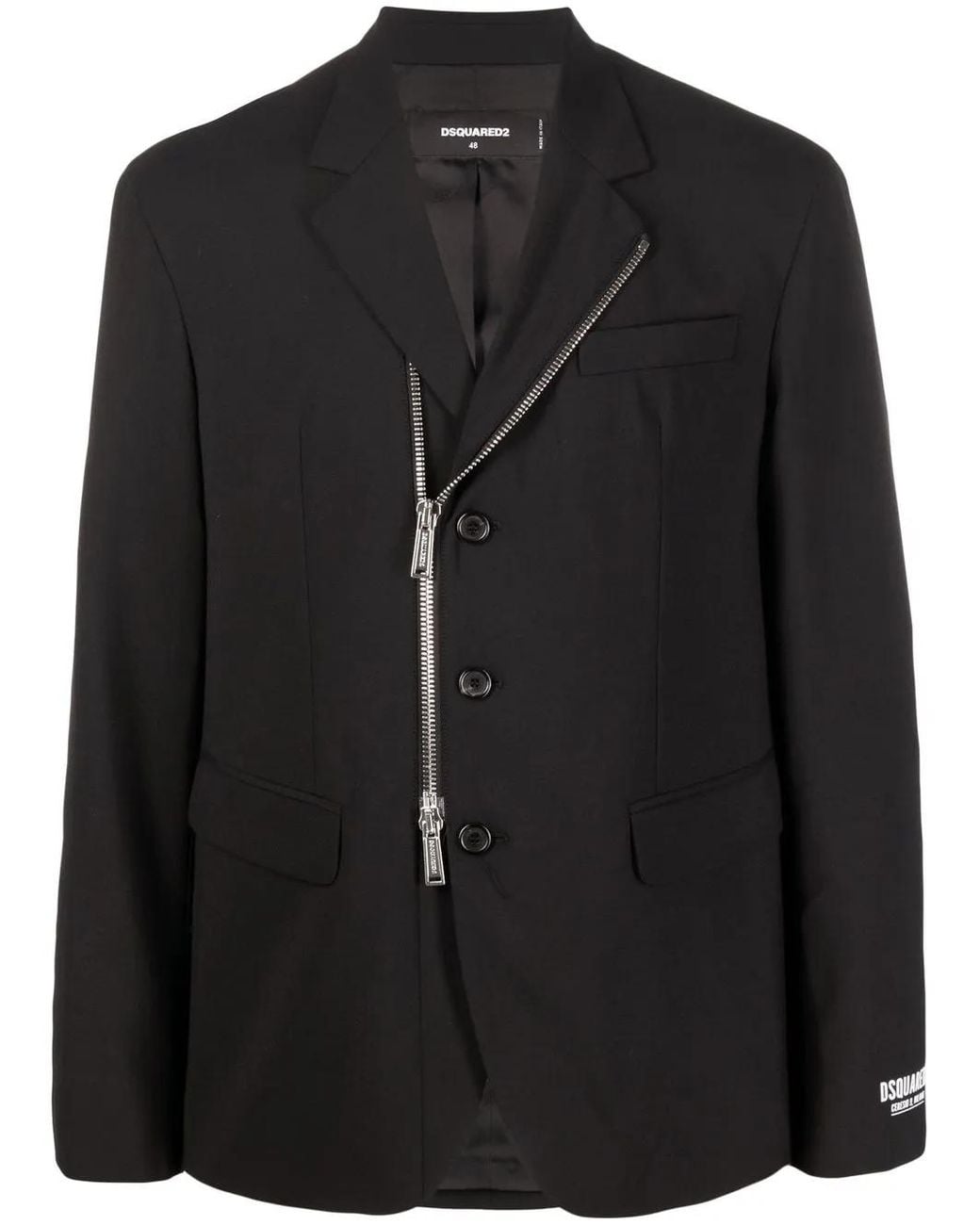 DSquared² Black Blazer With Zip Detail for men