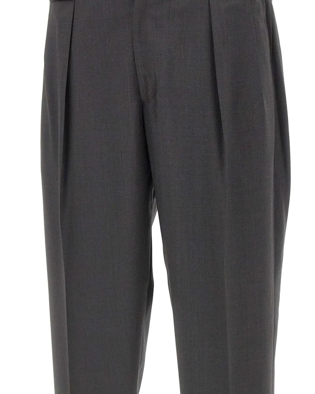 Briglia 1949 Gray Double-Pleated Wool Trousers for men