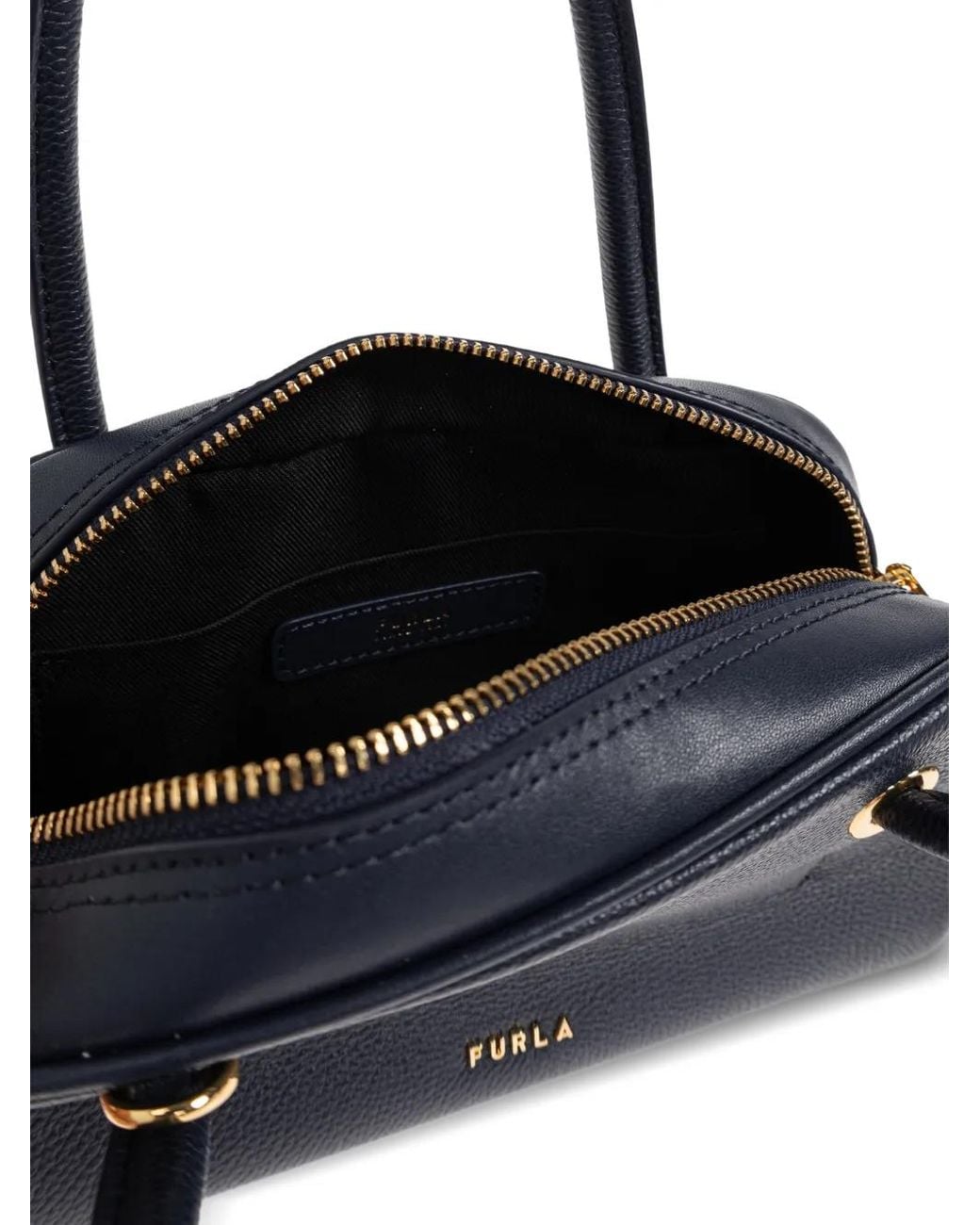 Furla Blue Small Poppy Leather Tote Bag