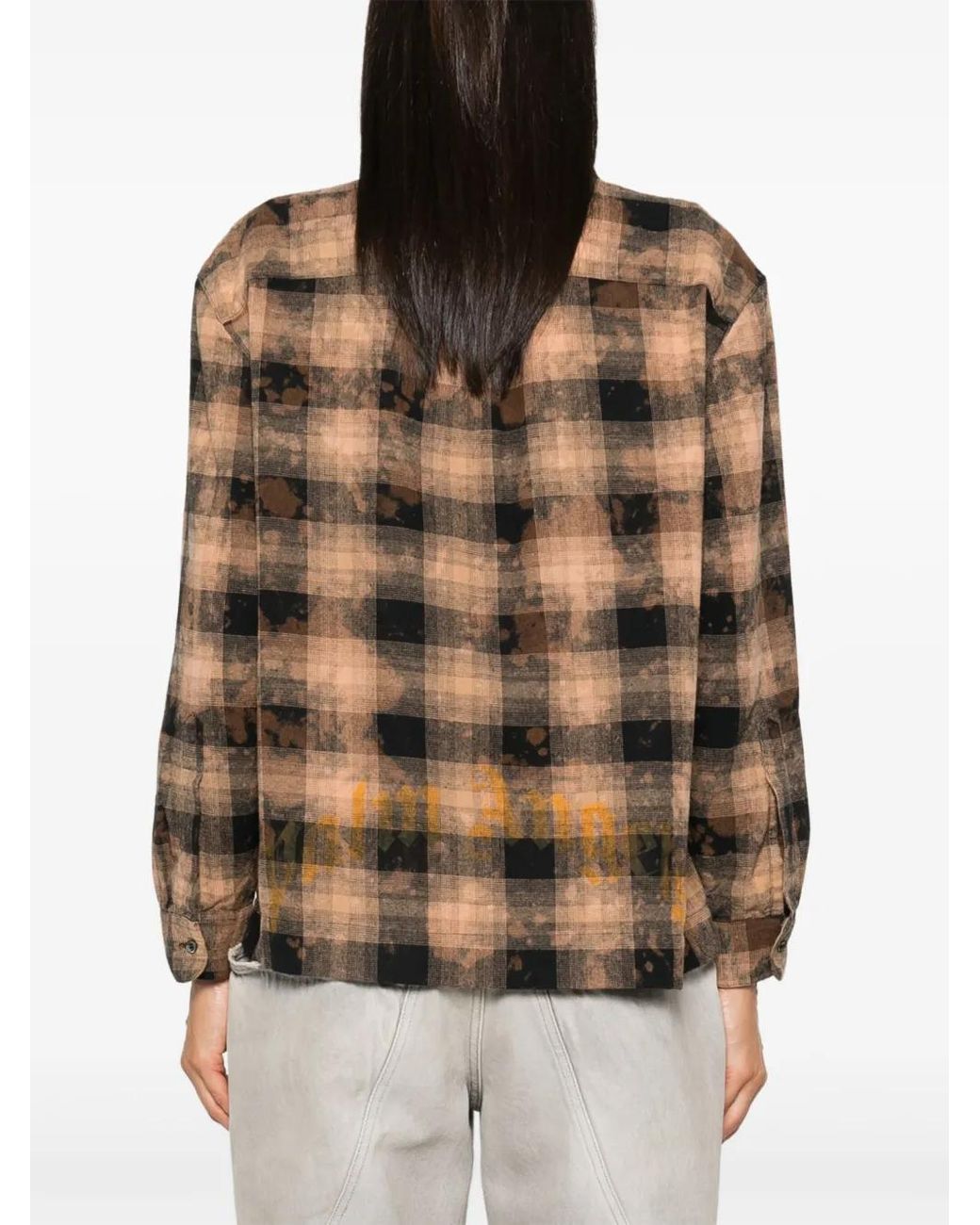 Palm Angels Brown Flannel Check Button-Down Shirt