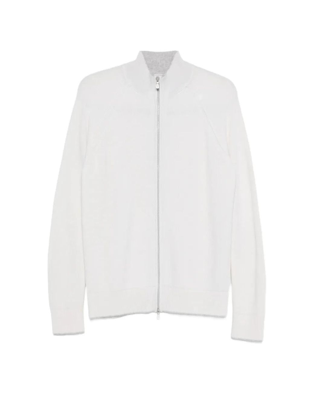 Eleventy White Zip-Up Cardigan for men
