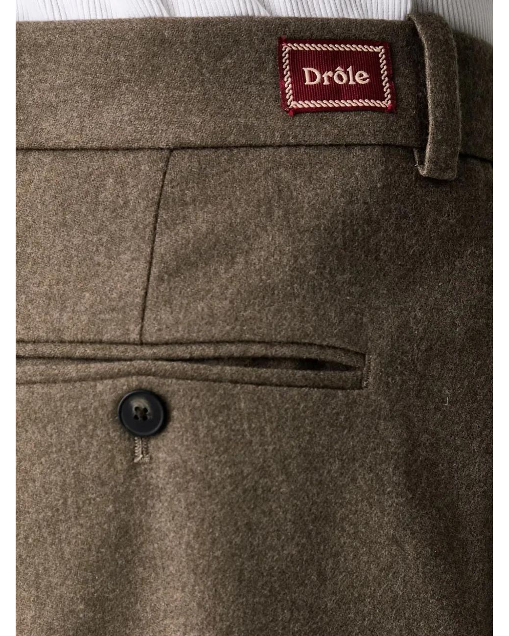 Drole de Monsieur Brown Pleated Turned-Up Trousers for men