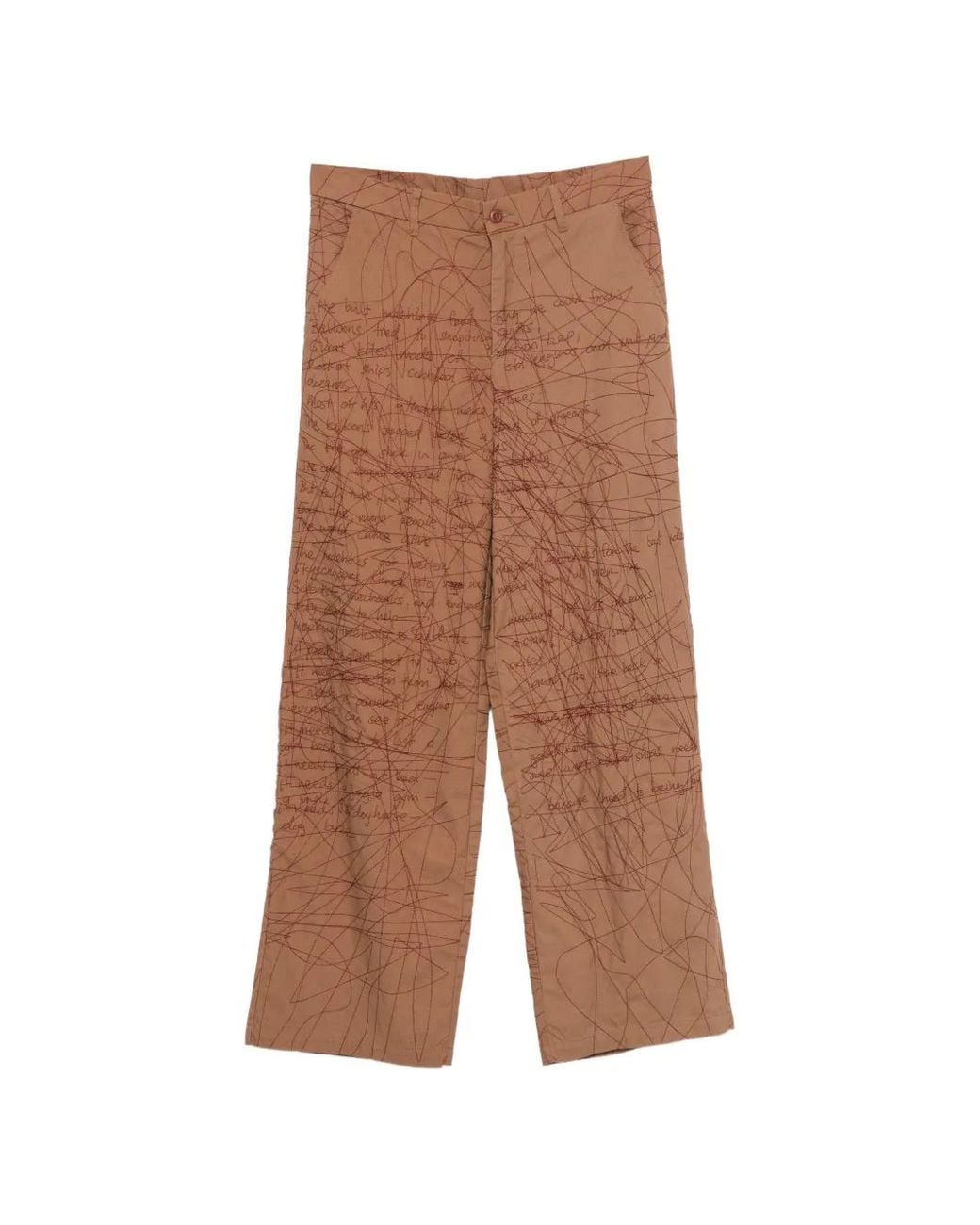 Kidsuper Brown Embroidered Scribble-Pattern Trousers for men