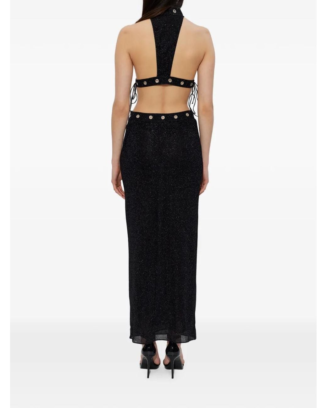 Oseree Black Halterneck Maxi Dress