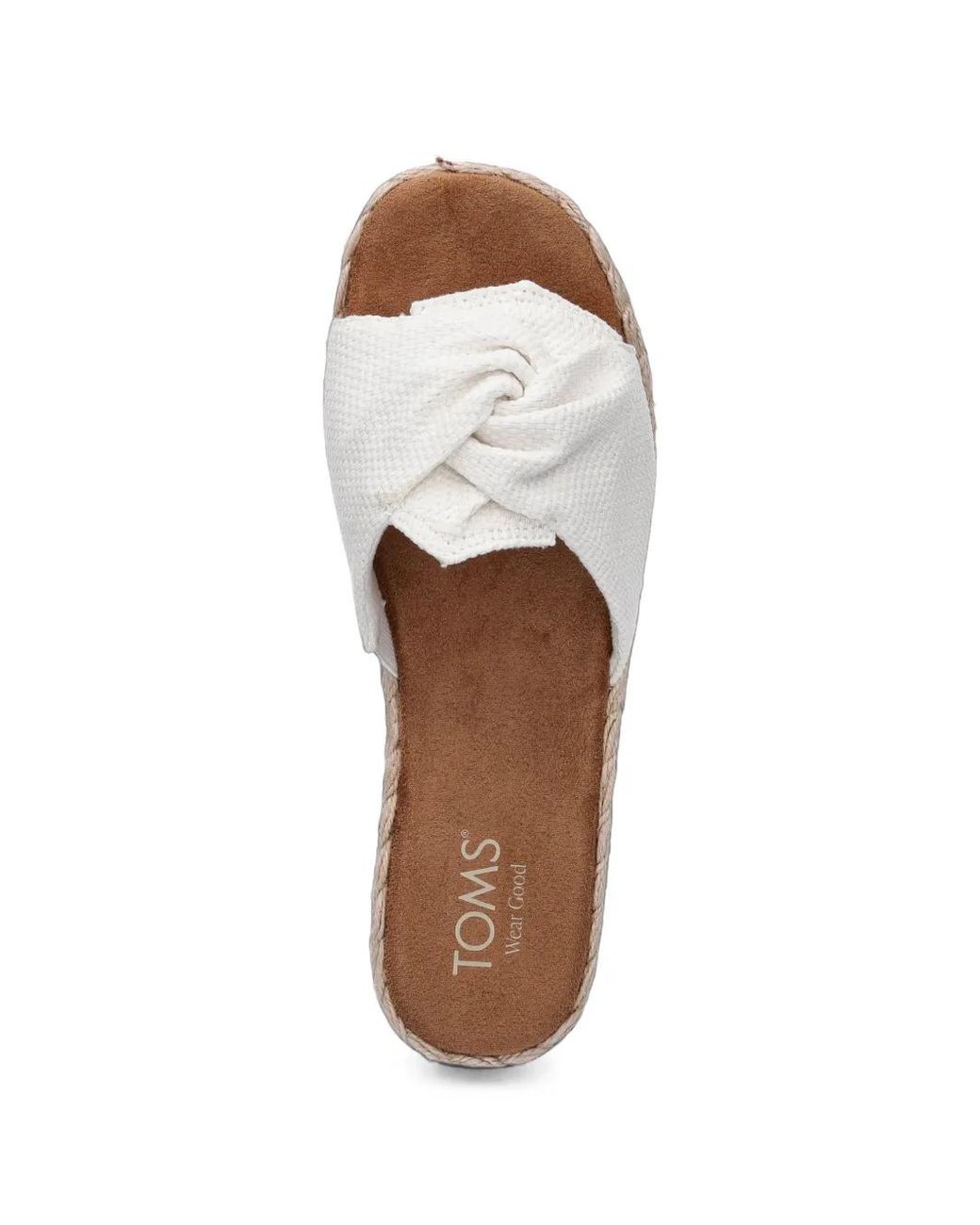 TOMS White Abby Twist-Detail Espadrille Slides