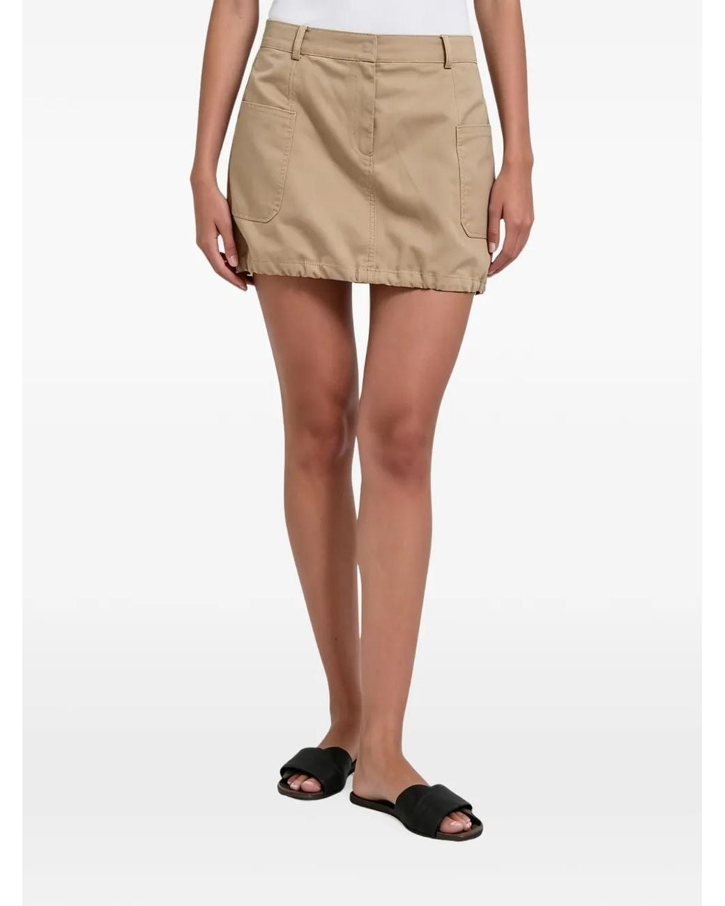 Brunello Cucinelli Natural Pocket-Detail Mini Skirt