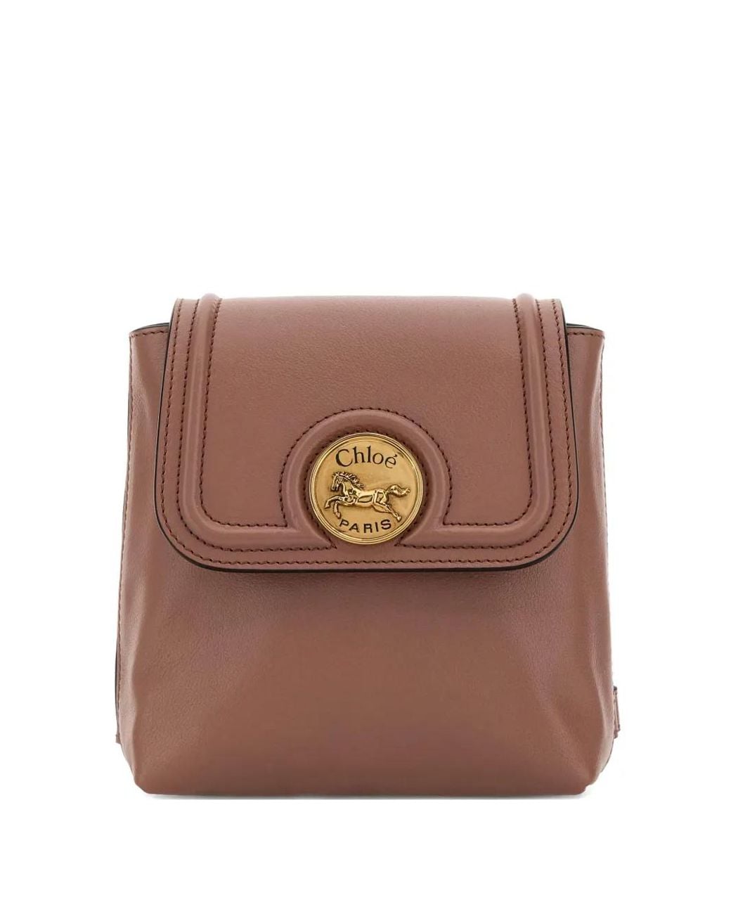 Chloé Brown Mini Horse Medal Leather Backpack