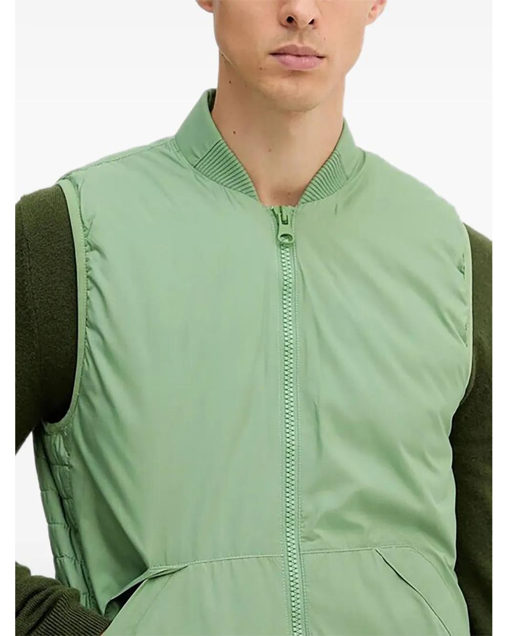 Benetton Green Zip Pocket Gilet for men
