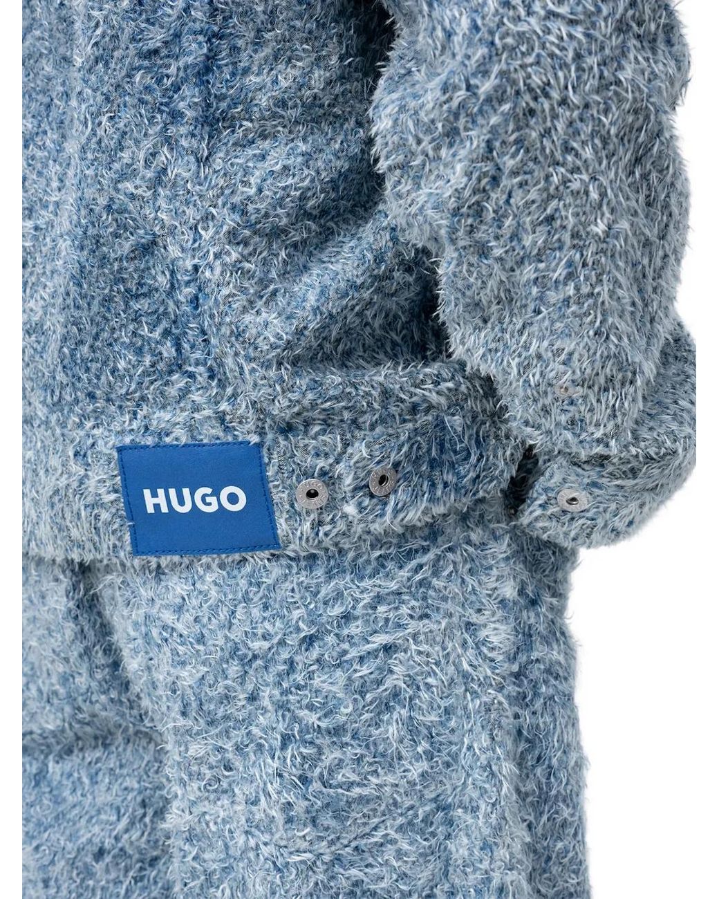HUGO Blue Textured Denim Jacket for men