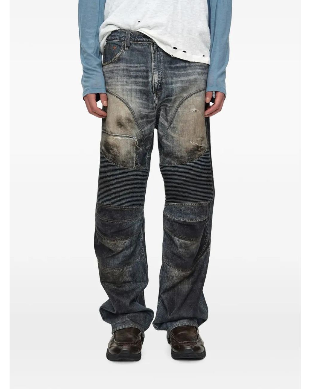 ANDERSSON BELL Blue Distressed Panelled Jeans