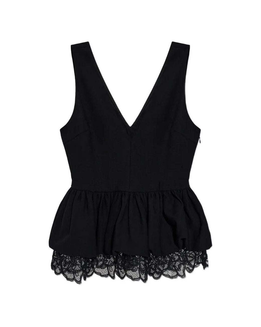 ROTATE BIRGER CHRISTENSEN Black V-Neck Peplum Top