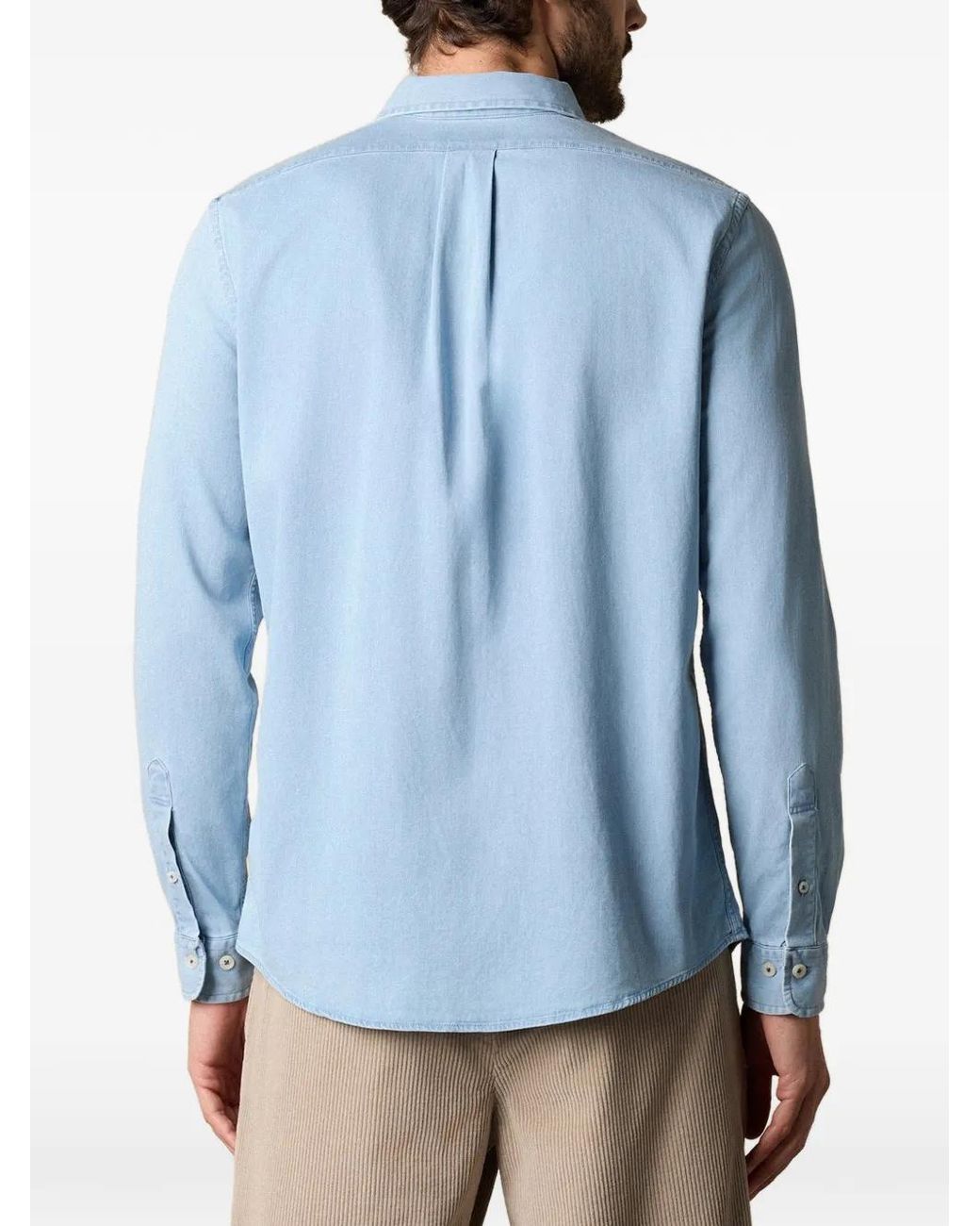 Brooks Brothers Blue Open-Collar Denim Shirt for men